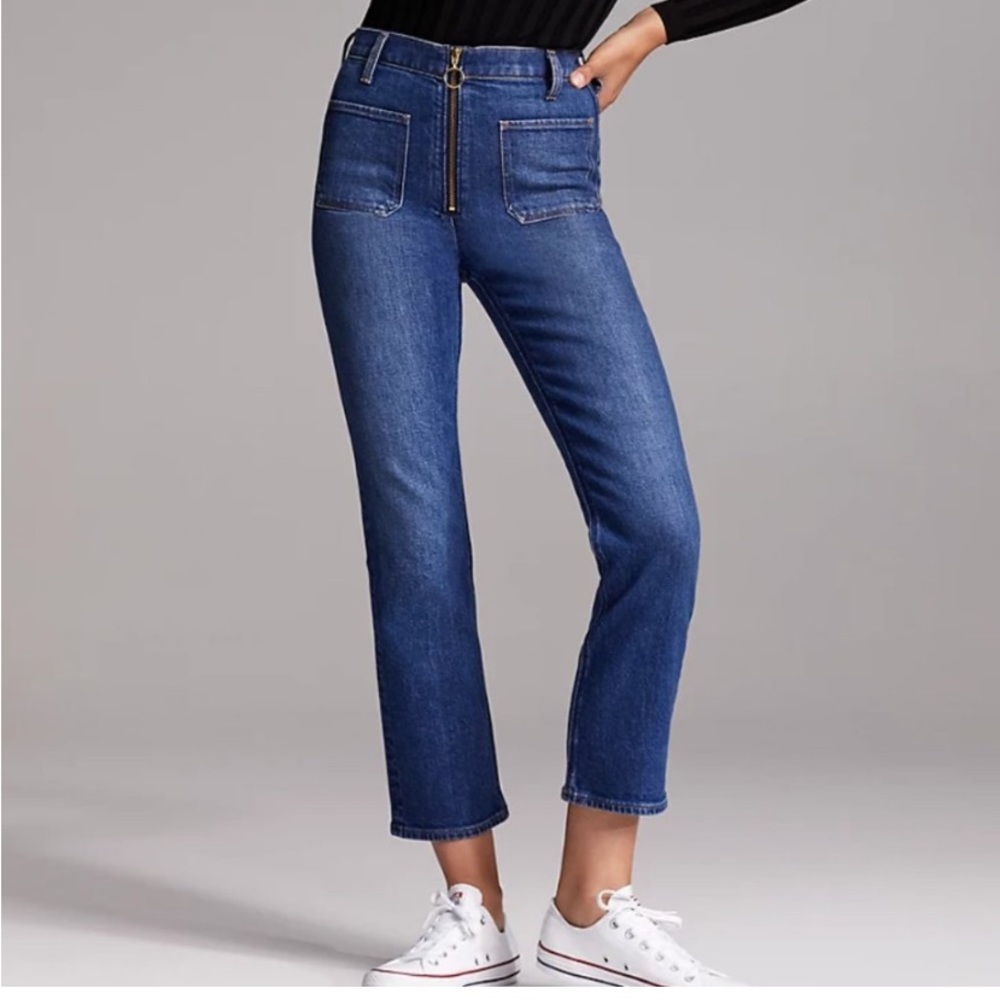 Aritzia Denim Forum The Just Peachy Straight High-waisted Zipper Front Jeans 28